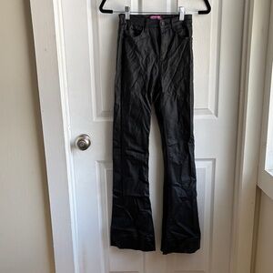 Edikted Black Flare Faux Leather Pants XS